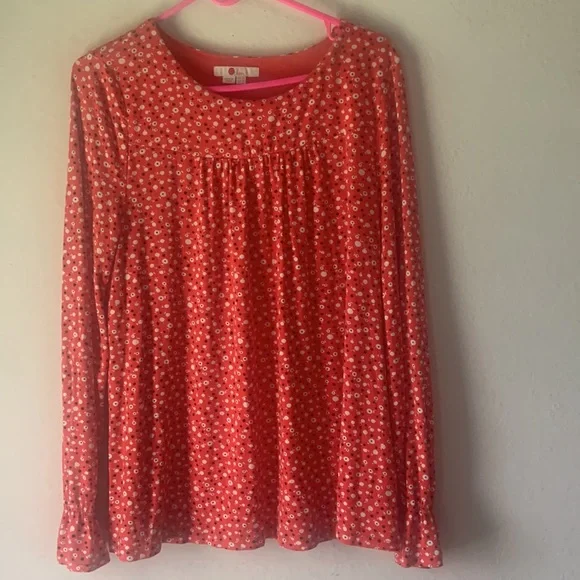 Boden Red Flare Cuff Jersey Top size 10 - Picture 3 of 8